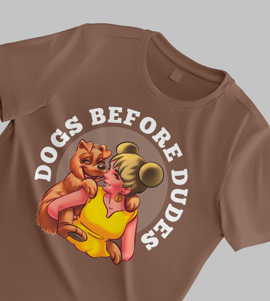 "Dogs Before Dudes" Drop Shoulder Tshirts – Prioritize Paws Over People!